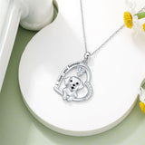 Sterling Silver Heart Birthstone Puppy Dog Pendant Necklace