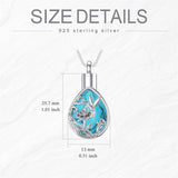 Sterling Silver Turquoise Hummingbird &Rose Urn Necklace for Ashes