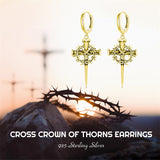 Sterling Silver Cross Hoop Earrings for Men