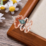 Sterling Silver 10K 14K 18K Gold  Personalized Engraved Natural Moss Agate Rings