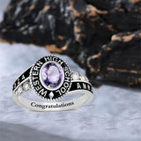 Sterling Silver Personalized Engraved& Birthstone Class Rings Graduation Ring