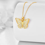 Butterfly Necklace 14K Solid Gold Opal Butterfly Necklace Pendant Fine Jewelry Gifts for Wife, Mom,Girlfriend Women