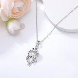 Sterling Silver Heart Birthstone Frog Pendant Necklace