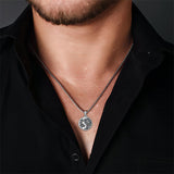 Sterling Silver Yin Yang Wolf Pendant Necklace