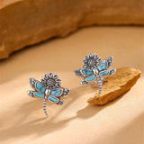 Sterling Silver Turquoise Dragonfly Stud Earrings