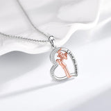 Sterling Silver Father Daughter Pendant Necklace with Engraved Words