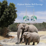 Sterling Silver Abalone Shell Two Elephant Dangle Earrings