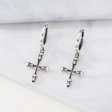 Sterling Silver Nail Cross Hoop Earrings