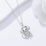 Sterling Silver Birthstone Monkey Pendant Necklace