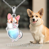 Corgi Necklace 925 Sterling Silver Corgi Dog Pendant Corgi Jewelry Gifts for Corgi Lovers Women Girls Daughter
