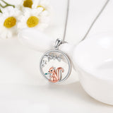 Sterling Silver Red Panda Squirrel Pendant Necklace Cute Animal Jewelry for Women Girls Christmas Gifts