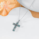 Cross Necklace for Women 925 Silver 12 Month Birth Flower Cross Pendant Turquoise Jewelry Gifts for Women Mother