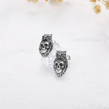 Sterling Silver Owl Skull Stud Earrings