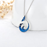 Sterling Silver Wave & Tail Pendant Necklace