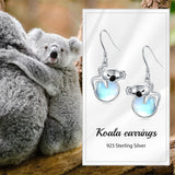 Sterling Silver Moonstone Koala Dangle Earrings