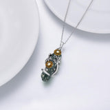 Sunflower Moss Agate Necklace 925 Sterling Silver SunflowerJewelry Gift for Women