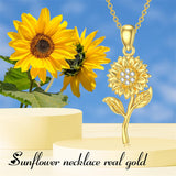 14K Yellow Gold Moissanite Sunflower Pendant Necklace