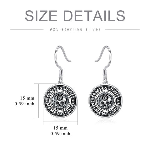 Sterling Silver Memento Mori Dangle Earrings