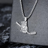 Sterling Silver Hockey Pendant Necklace