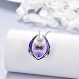 Dragon Necklace 925 Sterling Silver Birthstone Pendant with Heart Shaped Crystal Jewelry Gift for Women Girl