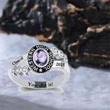 Sterling Silver Personalized Engraved& Birthstone Class Rings Graduation Ring