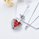 Crystal Urn Necklace For Ashes 925 Silver  Angel Wing  Cremation Necklace Heart  Urn Holder Necklaces For Women Memorial Jewelry