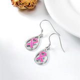 Sterling Silver Breast Cancer Awareness Drop Earrings