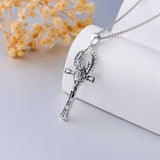 925 Silver Amulet Necklace Ankh Cross Necklace Protection Pendant Jewelry Christmas Halloween Birthday Gifts for Men Women