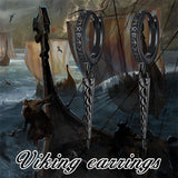 Sterling Silver Viking Raven Stud Dangle Earrings