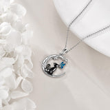 Black Cat Necklace Sterling Silver Moon Necklace  Gifts For Cat Lovers Gifts Wife Mom Birthday