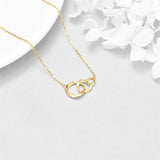 14K Gold Interlocking Circle & Three Sister Pendant Necklace