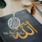 Sterling Silver Allah & Tulip  Pendant Necklace