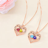 10 14 18K Gold Personalized Heart Birthstone Pendant Necklace