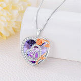 Sterling Silver Heart Crystal Rose 16th 18th 30th 40th 50th 60th Pendant Necklace for Mom Grandma Wife Daughter