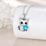 Silver Cat 12 Month Birthstone Pendant Necklace