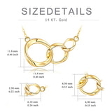 14K Gold Interlocking Circle & Three Sister Pendant Necklace