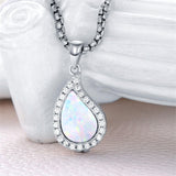 Sterling Silver Personalized Engraved Opal Urn Necklace for Ashes