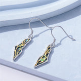 Sterling Silver Abalone  Israel Map Drop Earrings