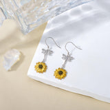 Sterling Silver Sunflower Dangle Earrings for Women