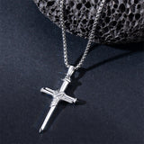 Sterling Silver 3 Nail Cross Pendant Necklace for Men