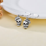 Sterling Silver Gothic Skull Dangle Earrings