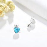 Stud  Earrings Sterling Silver Natural Heart/Round/Halo Gemstone Jewerly Gift