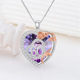 Sterling Silver Heart Crystal Rose 16th 18th 30th 40th 50th 60th Pendant Necklace for Mom Grandma Wife Daughter