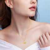 14K Solid Gold Cat Necklace for Women Cat Lover Gift Eternal Love Heart Necklace for Wife Girlfriend Mom