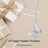 Sterling Silver Lariat Y-Shaped Butterfly Angel Number 11 11/333/444  Pendant Necklace