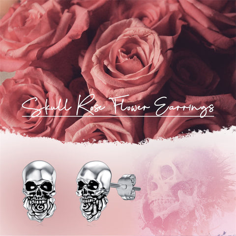 Silver Skull Earrings Stud Earrings