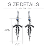 Sterling Silver Medieval Sword  Hoop Earrings