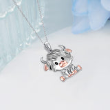 Highland Cow Gifts Highland Cow Necklce 925 Sterling Silver Cute Cow Necklace Highland Cow Jewelry Gift for Women