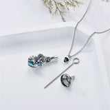 Sterling Silver  Teardrop Crystal Bee Urn Necklace For Ashes