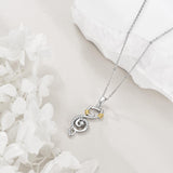 Unique Cat Necklace 925 Silver Music Symbols Note Treble Clef Pendant Necklace Cute Jewelry for Women Music Themed Gift